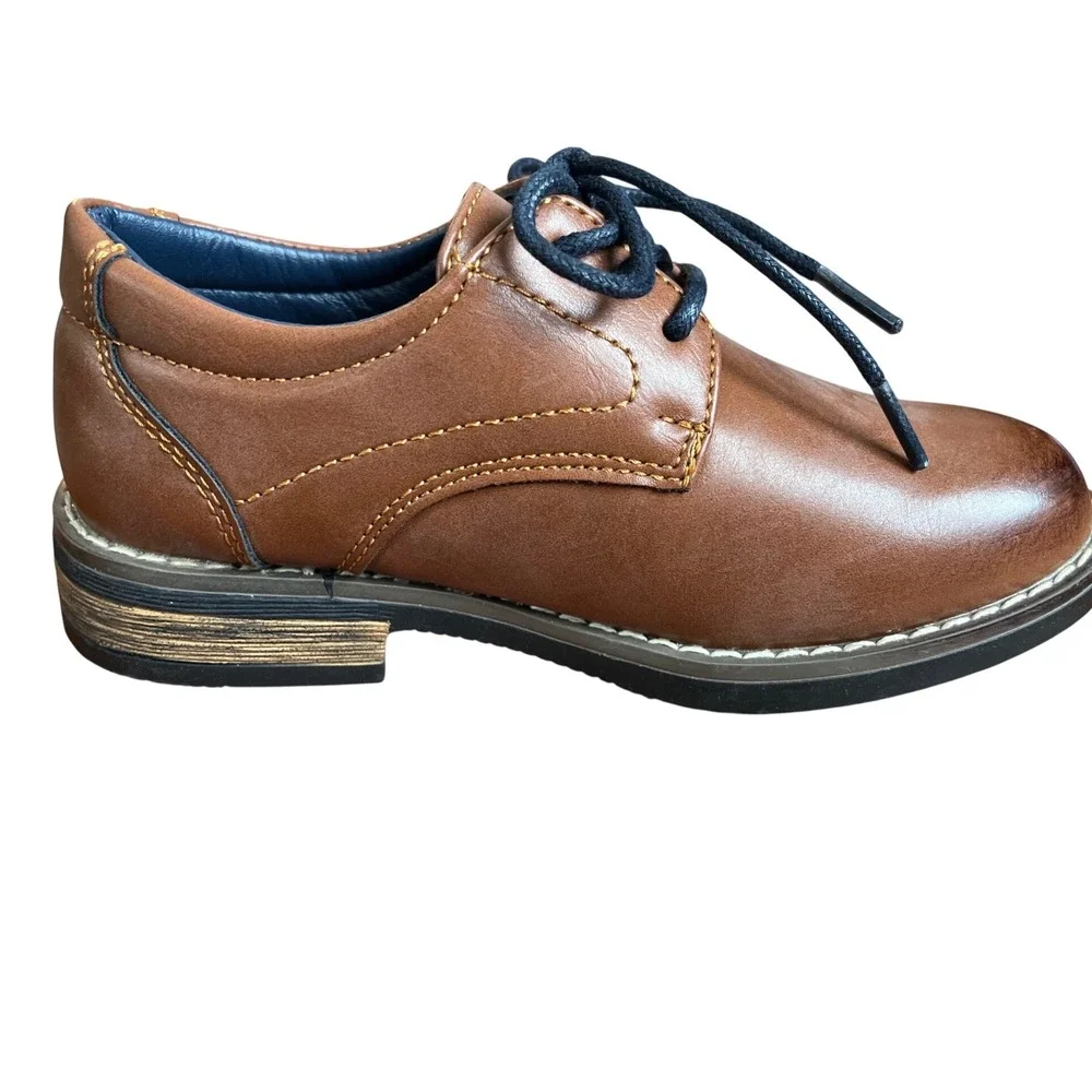 Hawkwell Kids Brown‎ Faux Leather Dress Shoes Lace Up Size 11 Formal NWT